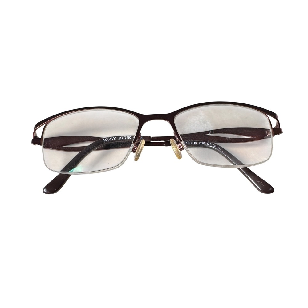 Ruby Blue 239 C1 Burgundy Semi Rimless Rectangular‎ Eyeglasses 50-17-135 Metal